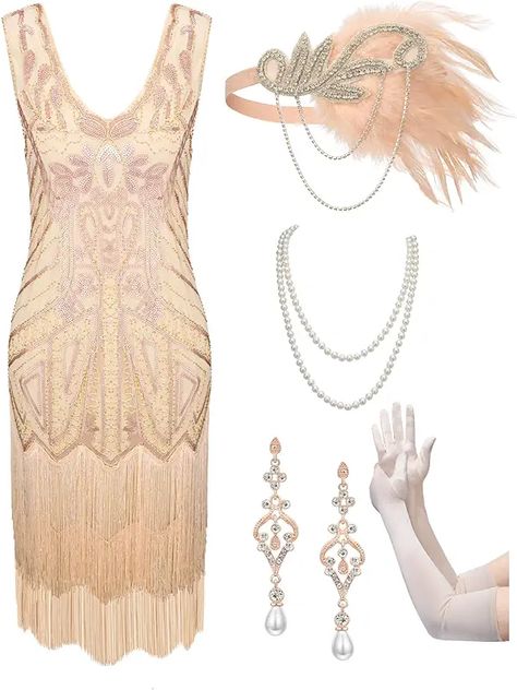 Amazon.com : The Great Gatsby Costumes 20s Accessories, Great Gatsby Party Dress, Flapper Dress 1920s, Fringe Dresses, Gatsby Party Dress, Vintage Flapper Dress, 1920s Great Gatsby, 20s Dresses, Fringe Flapper Dress