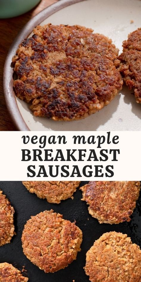 Sausage Patty Recipes, Vegan Breakfast Sausage Recipe, Vegan Breakfast Sausage, Breakfast Meats, Tvp Recipes, Breakfast Sausage Patties, Easy Vegan Breakfast, Vegan Meat Recipe, Carrot Dogs