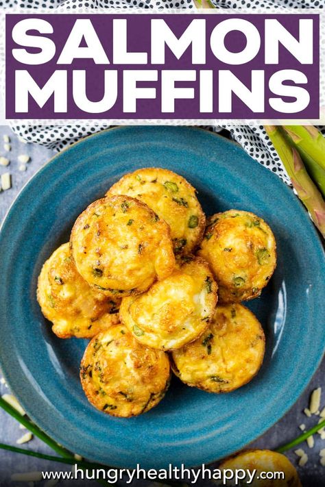 If you are looking for easy ways to get more fish in to your family's diet, then try these salmon muffins. Eggs mixed with cooked salmon, cheese, herbs and asparagus and baked in bite-sized muffins for a delicious and healthy protein packed snack or light lunch that is easy to adapt with different vegetables and cheese. They are protein packed and so easy to adapt and use up whatever we have - the perfect fridge raid dish. Salmon Muffin Recipe, Salmon Muffins, Leftover Salmon Recipes, Perfect Fridge, Salmon Toppings, Easy Breakfast Dishes, Cooked Salmon, Egg Muffins Recipe, Leftover Salmon