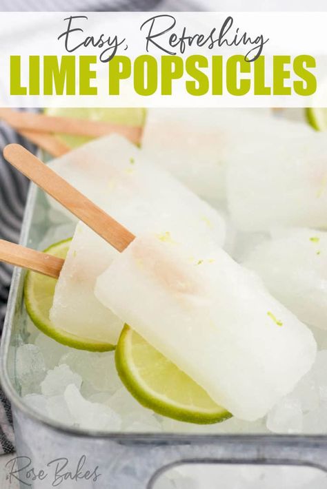 Limeade Popsicles, Easy Popsicle Recipes, Homemade Fruit Popsicles, Vegan Popsicles, Lime Popsicles, Easy Popsicles, Ice Pop Recipes, Popsicles Recipe, Lime Desserts