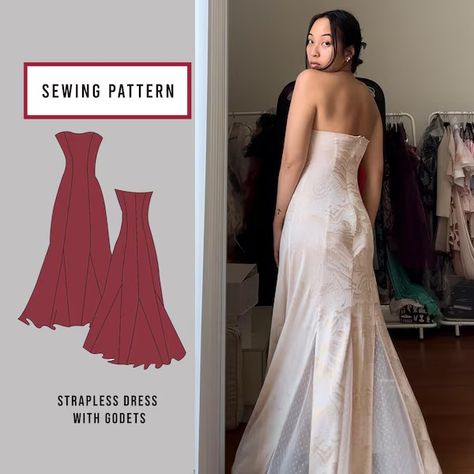 LisaNHoang - Etsy Prom Dress Sewing Patterns, Prom Dress Pattern, Godet Dress, Belle Silhouette, Clothes Sewing, Sweetheart Dress, Sewing Design, Easy Sewing Patterns, Dress Sewing Pattern