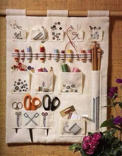 Image Only: Sewing & Craft Supplies organizer Sewing Kit Organizer, Sewing Tools Organizer, Sewing Tools Storage, Sewing Photography, Sewing Room Storage, Trendy Sewing Projects, Simple Hand Embroidery Patterns, Sewing Room Decor, Sewing Storage