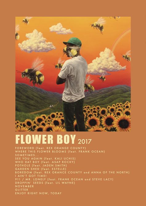 ✰𝘱𝘪𝘯𝘵𝘦𝘳𝘦𝘴𝘵 // 𝘴𝘢𝘪𝘯𝘵𝘦𝘭𝘪𝘴𝘴𝘴𝘦 Flower Boy Album, Rock Kunst, Flower Boy (album), Song Posters, Photographie Indie, Custom Album Covers, Album Posters, Music Poster Ideas, Vintage Music Posters