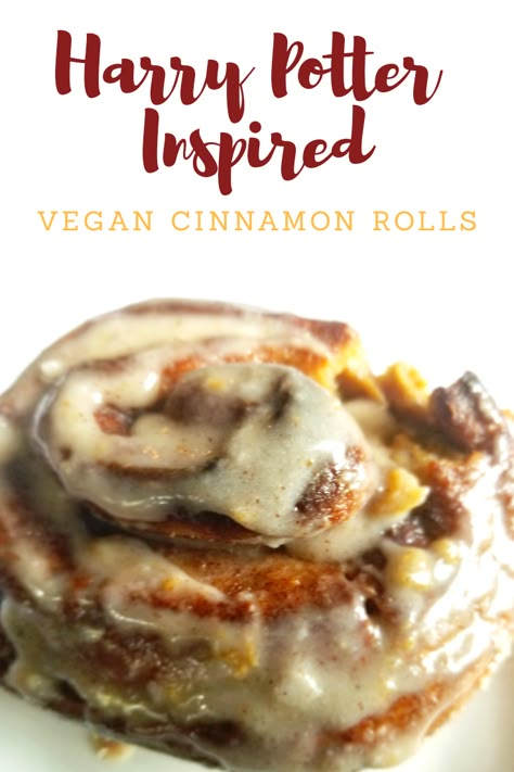 Harry Potter Inspired Vegan Cinnamon Rolls | Sunday Funday of VA | Norfolk, Virginia | Sunday Funday Of VA Harry Potter Vegan Recipes, Vegan Harry Potter Recipes, Vegan Harry Potter, Hogwarts Food, Cinnamon Rolls Vegan, Vegan Finger Foods, Harry Potter Recipes, Vegan Breads, Vegan Cinnamon Rolls