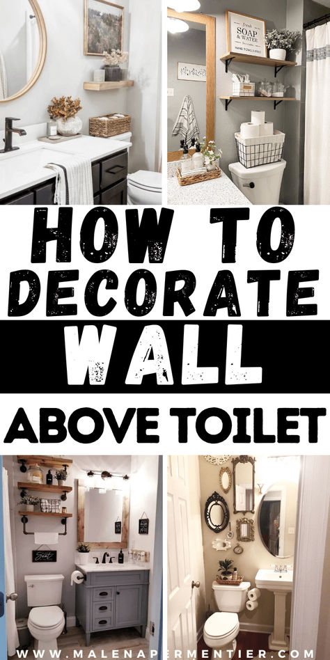 29 Stunning Above Toilet Decor Ideas To Recreate Now Above Toilet Decor, Toilet Decor Ideas, Bathroom Wall Decor Diy, Above Toilet, Shelves Above Toilet, Shelves Over Toilet, Toilet Decor, Bathroom Decor Themes, Bathroom Shelf Decor