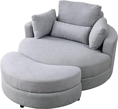 Amazon.com: Antetek Swivel Chair with Storage Ottoman, Club 360 Degree Single Swivel Barrel Chair, Modern Leisure Arm Chair with Head & Back Pillows for Nursery, Living Room, Office, Green Teddy : Home & Kitchen Modern Sofa Chair, Modern Grey Sofa, Modern Swivel Chair, Lounge Club, Sofa Lounge, Round Sofa, Storage Chair, Oversized Chair, Swivel Barrel Chair