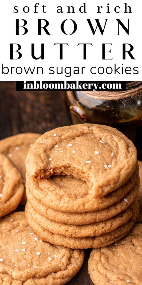 These are the best, chewy brown sugar cookies! They are super chewy cookies, made with brown butter, brown sugar and molasses for a deep, rich, nutty flavor that is truly one of a kind! Soft Brown Sugar Cookies 12 Tomatoes, Orange Poppyseed Cookies, Brown Sugar Molasses Cookies, Brown Butter Brown Sugar Cookies, Brown Butter Maple Cookies, Sweet Georgia Brown Recipe, Browned Butter Cookies, Brown Butter Sugar Cookies, Brown Butter Toffee Cookies