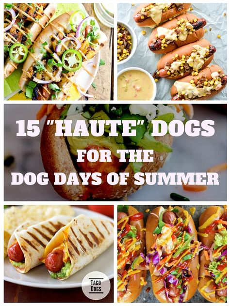 15 Haute Dogs For The Dog Days Of Summer - These ain't your normal dogs!  Hawaiian Dog, Cheeseburger Dog, Korean Slaw Dog, and more!  #hotdogs http://tasteandsee.com Korean Slaw, Easy Hot Dog Chili Recipe, Easy Hot Dog Chili, Cheese Hot Dogs, Summer Tacos, Slaw Dog, Warm Weather Recipes, Korean Vegan, Summer Picnic Food