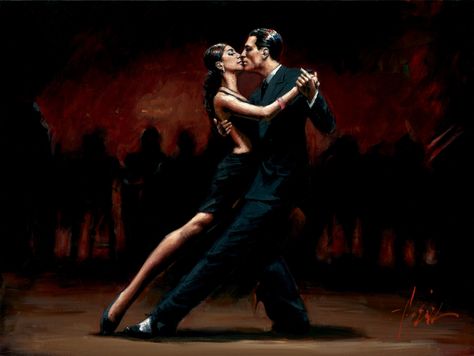 Tango in Paris Black Suit - Fabian Perez Gotan Project, Fabian Perez, Romain Gary, Horizontal Painting, Glenn Miller, Tango Dance, Couple Painting, Flamenco Dancers, Kelly Rowland