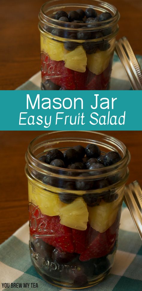 Work Fun Ideas, Fruit Salad In A Jar, Weight Watchers Salads, Salad In A Mason Jar, Lunch Recipes For Work, Weight Watchers Salad, Easy Fruit Salad, Weight Watchers Lunches, Fruit Salad Easy