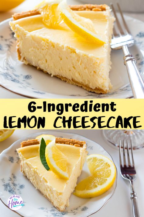 Lemon Baked Cheesecake, Homemade Lemon Cheesecake, Lemon Cheesecake No Water Bath, Crustless Lemon Cheesecake, Small Batch Lemon Cheesecake, Small Lemon Cheesecake, Philadelphia Lemon Cheesecake, Cheesecake Recipes Easy No Bake, Cheesecake Philadelphia