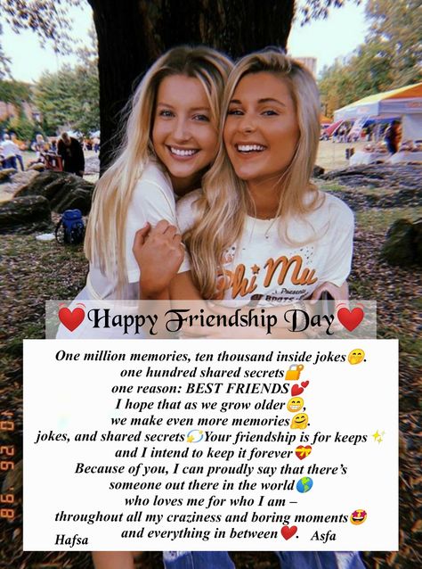 #Friendship Qoutes#Friendship Day#Friends Forever#Hafsa Bff Asfa#Hafsistic#Hafsa__Konain#Hafsie Loves Aussie#Love Uh Bestie Birthday Friendship Wishes, Friendship Day Wishes For Bestie, Friends Day Wishes, Friendship Day Quotes For Bestie, Frndship Day Wish For Bestie, Friendship Day Msg For Best Friend, Friendship Wishes Friends, Wish For Friendship Day, Happy Friendship Day Captions