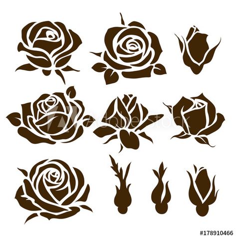 Rose Icon Flower, Ako Kresliť, Rose Stencil, Flower Silhouette, Rose Drawing, Flower Stencil, Floral Drawing, Stencil Patterns, Gifts For Photographers