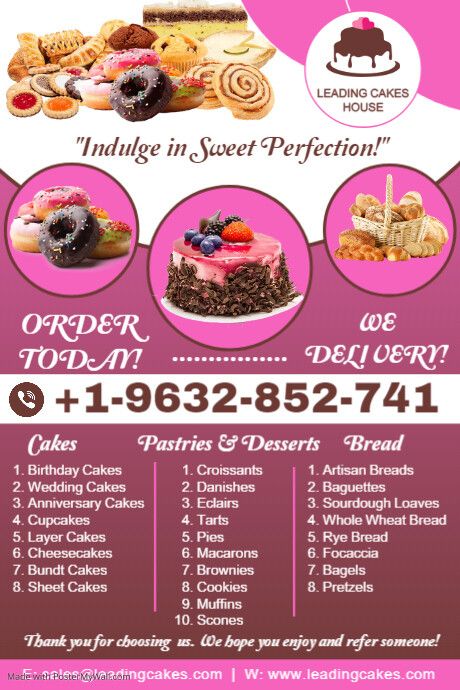 Bakery Baker Cakes & Pastries Chef Business Advert Flyer Poster Template Design Bakery Design Poster, Cakes Poster Design, Flyer For Business, Cake Flyer Design Templates, Cake Flyer Design, Bakery Poster Design, Bakery Flyer Design, Bakery Flyer, Baking Poster