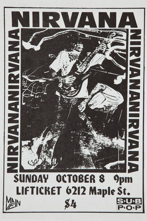 Nirvana Concert Poster, Pulp Fiction Poster, Desenio Posters, Nirvana Poster, Collage Des Photos, Collage Mural, Rock Band Posters, Punk Poster, Vintage Music Posters