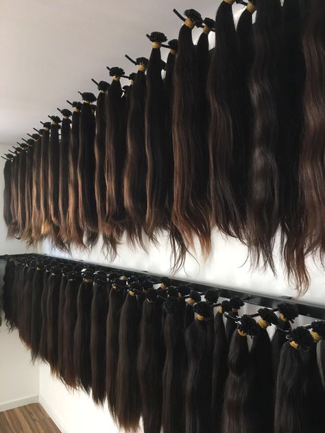 Luxury Hair Extensions Branding, Hair Extension Wall, Hair Extension Aesthetic, Hair Extension Display Ideas, Luxury Ads, Hair Extensions Business, Hair Extension Business, Hair Wall, Beauty Shop Decor