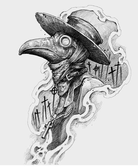 Mask Draw, Noir Tattoo, Doctor Tattoo, Doctor Drawing, Plague Mask, Horror Drawing, Tattoo Background, Witch Tattoo, Scary Tattoos