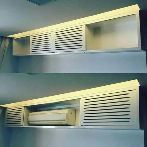 Air Conditioner Cover Indoor, Air Conditioner Hide, Wall Ac Unit, Indoor Air Conditioner, Air Conditioner Design, Ac Unit Cover, Air Conditioning Cover, Hidden Cabinet, Air Conditioner Covers