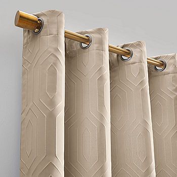 Elrene Home Fashions Huxley Energy Saving Blackout Grommet Top Curtain Panel - JCPenney Single Window Curtain, Yarn Texture, Geometric Curtains, Plain Curtains, Dark Pewter, Energy Efficient Design, Modern Curtains, Room Darkening Curtains, Decorative Trim