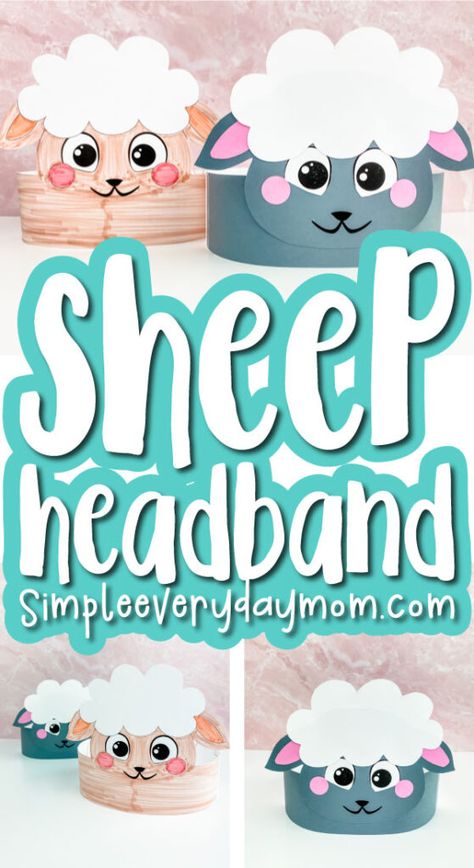 Need a quick and easy Easter activity for kids to make this spring? This sheep headband craft is a great option! Download the free printable template and make it with preschool, prek, and kindergarten children at home or at school! Preschool Lamb Craft, Diy Sheep Headband, Sheep Craft For Preschoolers, Farm Animal Masks Printable Free, Sheep Masks For Kids, Sheep Headband Craft, Sheep Activities For Kids, Sheep Head Template, Lamb Crafts For Kids