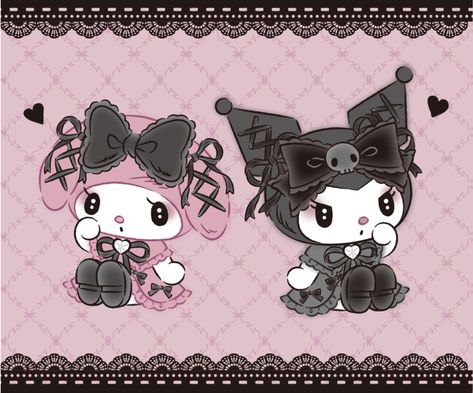 Kuromi Chromebook Wallpaper, Kuromi Jirai Kei Wallpaper, Kumori And My Melody, Gothic My Melody, My Melody Jirai Kei Wallpaper, Kuromi Jirai Kei, Kuromi Official Art, Jiraikei Wallpaper, Jirai Kei My Melody