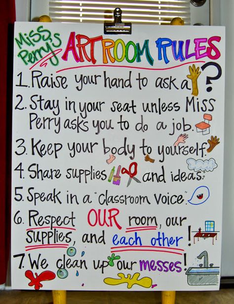 Drawing Theory, Art Room Rules, Teaching Art Elementary, Art Classroom Organization, Room Rules, Elementary Art Classroom, Art Room Posters, Art Bulletin Boards, Art Classroom Management