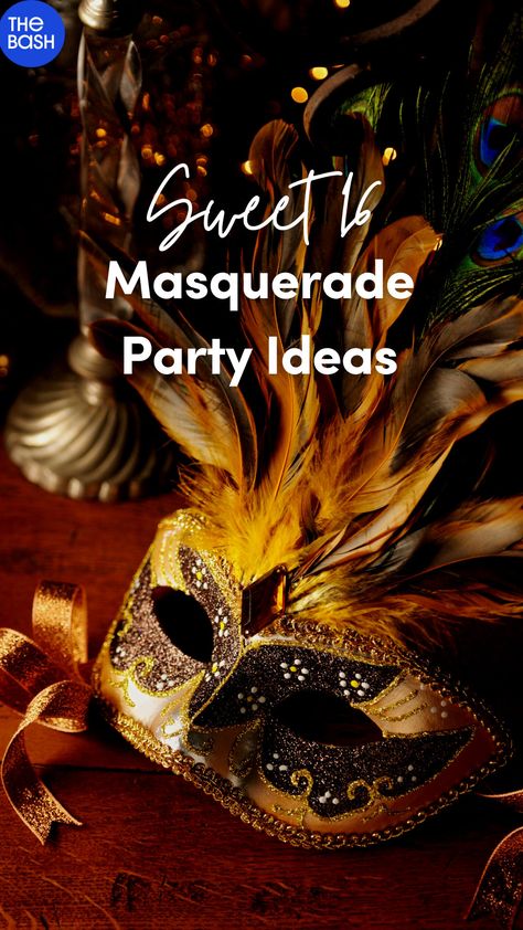 Masquerade parties add a touch of mystery and elegance to any event and have dominated party themes throughout history. 💃 So why not make it your Sweet 16 theme?! ✨ Click here for more ideas and inspo! 🎉 #thebash #Sweet16 #Sweet16theme #Sweet16ideas #Sweet16partyideas #sweet16partytheme #sweet16party #sweet16partyinspo #partyinpiration #partyideas #themedpartyideas #partythemeideas #masquerade #masqueradeparty #masqueradepartytheme #masqueradesweet16 #masqueradethemedparty #maskparty #mystery Sweet Sixteen Masquerade Party Ideas, Masquerade Ball Entertainment Ideas, 18th Birthday Masquerade Party, Sweet 16 Party Masquerade Theme, Masquerade Party Activities, Masquerade Color Palette, Masquerade Wedding Ideas, Masquarede Ball Masquerade Party, Masquerade Ball Sweet 16 Ideas