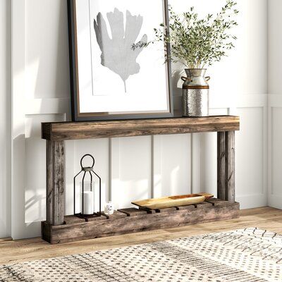 Gracie Oaks Merkle 60" Solid Wood Console Table | Wayfair Rustic Entryway Table, Unique Console Table, Console Table Wood, Rustic Console Tables, Rustic Entryway, Entry Decor, Wood End Tables, End Tables With Storage, Wood Console Table