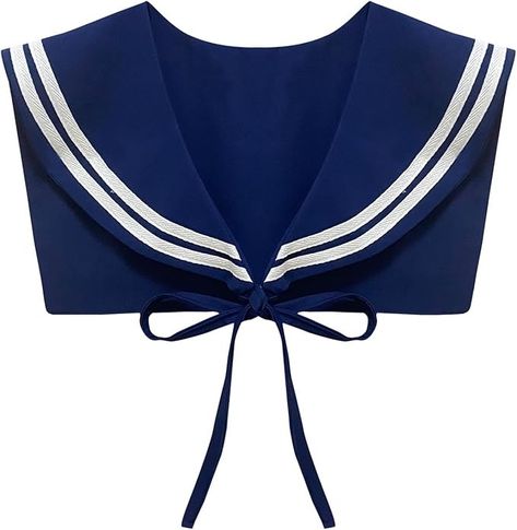 Amazon.com: HoosaiyWoo Sailor Collars Scarf for Women Top Fake Collar Necklaces Collar Sailor Costume Shawl wraps Match Sweater Shirt Dress,H Navy : Clothing, Shoes & Jewelry Sailor Collar Pattern, Navy Clothing, Sailor Costume, Peter Pan Collar Top, Collar Necklaces, Fake Collar, Suit Collar, Sailor Suit, Music Man