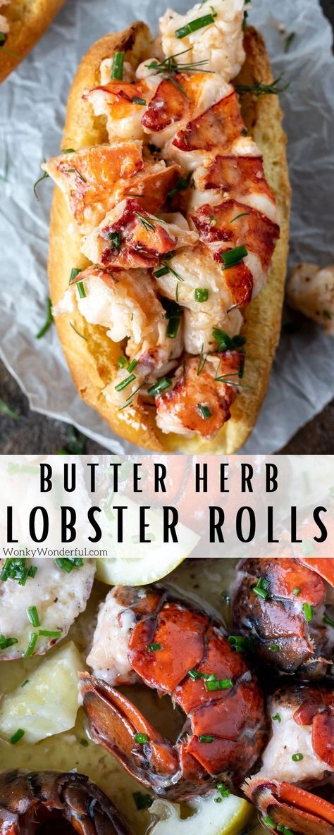 This Warm Lobster Roll Recipe is an easy way to make this indulgent meal at home. Also know as a Connecticut Lobster Roll. Seafood Meal Ideas, Connecticut Lobster Roll, Red Lobster Recipes, Seafood Recipes For Dinner, Lobster Roll Recipe, Cooking Lobster, Butter Herb, Lobster Roll Recipes, Seafood Dish Recipes