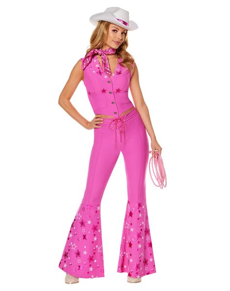 PRICES MAY VARY. When trying to decide between two sizes, choose the larger size for a better fit. Look like a real-life Barbie doll in this adult Western Barbie costume inspired by Barbie the Movie! Come on, Barbie! You'll look like you've just stepped out of a scene from Barbie the Movie in this vibrant pink cowgirl costume. With stunning details fit for the most fashion-forward individuals, this adult Western Barbie costume is guaranteed to turn heads! This adult Barbie costume is made of pin Barbie Cowgirl Outfit, Pink Cowgirl Costume, Barbie Cowgirl, Western Barbie, Barbie Y Ken, Barbie Halloween Costume, Movie Halloween Costume, Barbie Halloween, Cowgirl Outfit