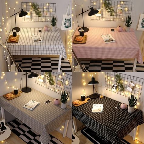 Cotton Linen Tablecloth Ins Nordic Style Net Red Girl Desk Cloth Coffee Table Tablecloth Rectangle Cafe Tablecloth Table Cover Korean Style Living Room, Work Nook, Korean Room, Studying Girl, Tablecloth Christmas, Study Desk Decor, Hiasan Bilik Tidur, Christmas Tablecloth, Table Decor Living Room