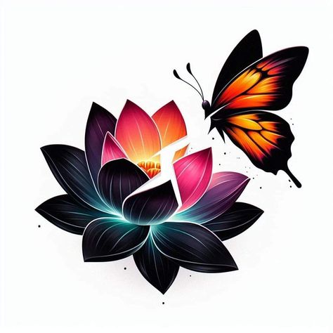 Lotus Flower With Butterfly Tattoo, Lotus Butterfly, Rose Tattoo Ideas, Butterfly Wallpapers, Spartan Tattoo, Lotus Tattoo Design, Filipino Tattoos, Blue Rose Tattoos, Nature Logo Design