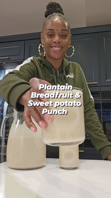 Ital Alex Plant-based chef on Instagram: "Plantain, Breadfruit & Sweet potato punch 👊🏾 😋. This is tun up , you ate going to really enjoy this . Recipe below ⬇️ Recipe Ingredients 1 Plantain 1 medium sized Jamaican sweet potato 1/4 Breadfruit 2 tsp nutmeg 2 tsp Vanilla 1/2 cup oats 1/2 cup walnuts Vegan condense milk (sweeten to your liking) 2 litres Plant based milk (I used oat) Method 1. Steam , sweet potato, plantain and Breadfruit and wait for them to cool down. 2. Blend sweet potato, Breadfruit and plantain with the milk, oats & walnuts 3. Pour into a bowl and add the nutmeg and vanilla , then sweeten with vegan condense milk and stir throughly. Enjoy 😉 #jamaicanpunch #breadfruit #plantainlovers #recipeoftheday" Steam Sweet Potato, Breadfruit Pudding, Trinidad Coconut Sweet Bread Recipes, Bajan Sweet Bread, Jamaican Sweet Potato, Breadfruit Fritters, Breadfruit Oil Down Trinidad, Vegan Condensed Milk, Plant Based Milk