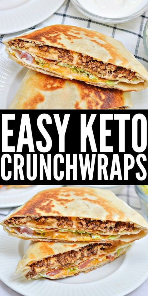 Easy Keto Crunchwraps - So crispy, so satisfying - keto crunchwraps are filled with ground beef, rich queso and only have 6 grams net carbs in each one. #keto #ketorecipes #ketodiet #Ketocrunchwraps #crunchwraps #tacobellcrunchwraps #crunchwrapsupreme #tacobellcopycat #groundbeef #dinnerideas #tacotuesday #food #recipes Keto Quiche, Keto Pancakes, Makanan Diet, Keto Cooking, Keto Recipes Dinner, Low Carb Dinner, Healthy Smoothie, Low Carb Keto Recipes, Easy Keto