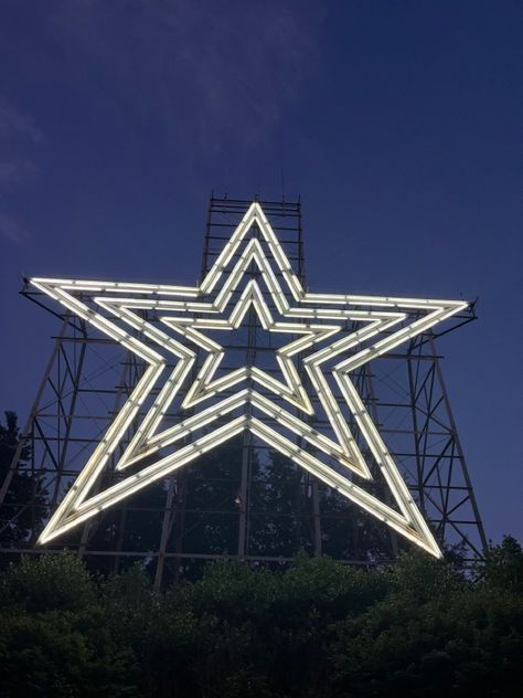 Beautiful, star, roanoke, va, USA, roanoke va, lights, dark, lit up, statue, huge Roanoke Star, 2025 Goals, Toxic Products, Star Tattoo, Star Tattoos, Bee Happy, At Night, Light Up, Bee