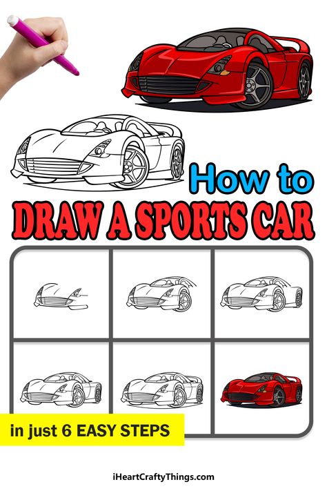 How To Draw A Sports Car, Sketchbook Ideas Inspiration, Easy Art For Kids, Lunch Notes, Art Doodles, Drawing Cartoon Characters, Art Camp, Cool Pencil Drawings, Easy Art