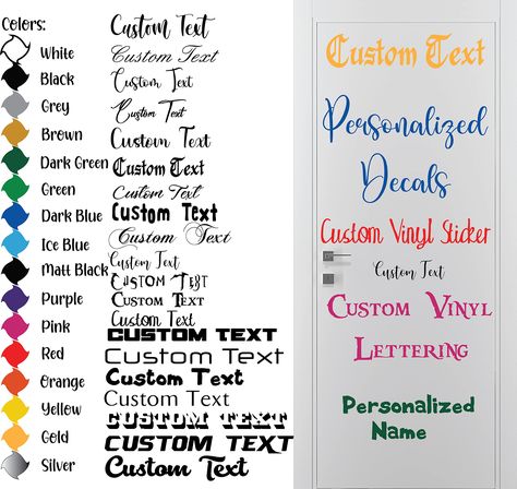 PRICES MAY VARY. Simply click the 'Customize Now' button on the right of the listing page. Type in your text, select a color, choose a font, and you will see a preview of you Vinyl Stickers With No Background. Your decals will be made with premium quality diecut vinyl. Unlike paper stickers, your decals will be fully weatherproof, durable, and they will have no background. They work well on any hard smooth surface including glass, metal, walls, and more! Bulk Discounts To Save You Money. Just co Vinyl Lettering Ideas, 1970s Fonts, Cricket Maker, Custom Car Stickers, Alphabet Decor, Dragon Coloring, Custom Car Decals, Creating A Bullet Journal, Youtube Business