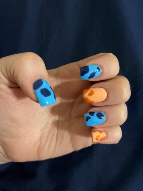 Bluey Show Nails, Bluey And Bingo Nail Ideas, Bluey Theme Nails, Bluey Bingo Nail Art, Bluey Bingo Inspired Nails, Bluey Dog Nails, Bluey Bingo Nails, Bluey & Bingo Nails, Bluey Cartoon Nails