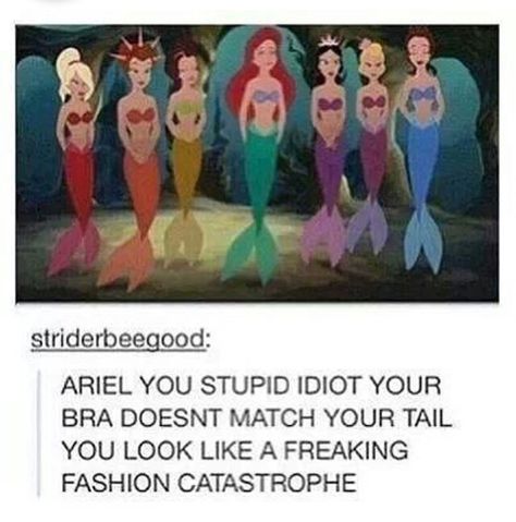 Rainbow of mermaids Disney Princess Memes, Disney Theory, Funny Disney Memes, Funny Disney Jokes, Disney Facts, Disney Jokes, Memes Humor, Disney Memes, Disney Quotes