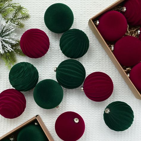 PRICES MAY VARY. 【Christmas Balls】You will get 24 Pcs velvet Christmas ornaments with different colors.The diameter of each Christmas ball is 3.1 inches / 8cm. Large size for Christmas tree decorations. 【Premium Material】Velvet ornaments are made of plastic material, which is strong and durable, not easy to break, shatterproof. High quality velvet wraps around the Christmas balls, and the top velvet features pleats that add charming to your Christmas tree. 【Velvet Ornaments】Velvet ornaments for Large Christmas Balls, Velvet Christmas Ornaments, Home Decor Green, Indoor Home Decor, Xmas Baubles, Velvet Christmas, Red Green Christmas, Tree Winter, Christmas Balls Decorations