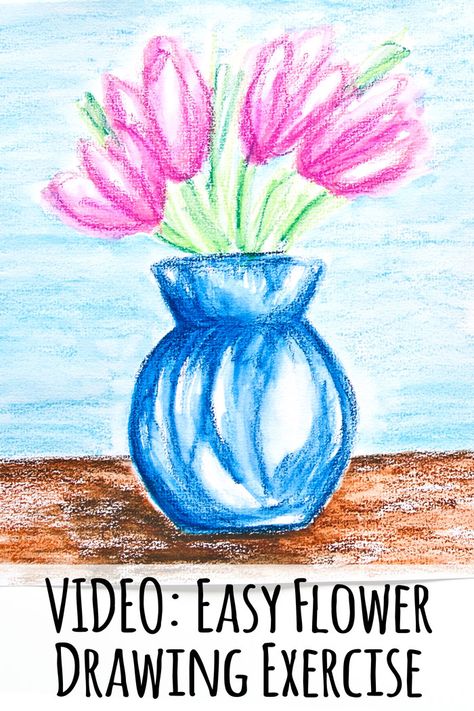 VIDEO: Easy Expressive Flower Drawing Exercise Using Watersoluble Crayons Watercolor Crayons Ideas, What To Draw With Crayons, Drawing With Crayons Easy, Drawings With Crayons, Easy Crayon Drawing, Crayon Drawing Ideas, Crayon Art Drawing, Drawing With Crayons, Crayons Drawing