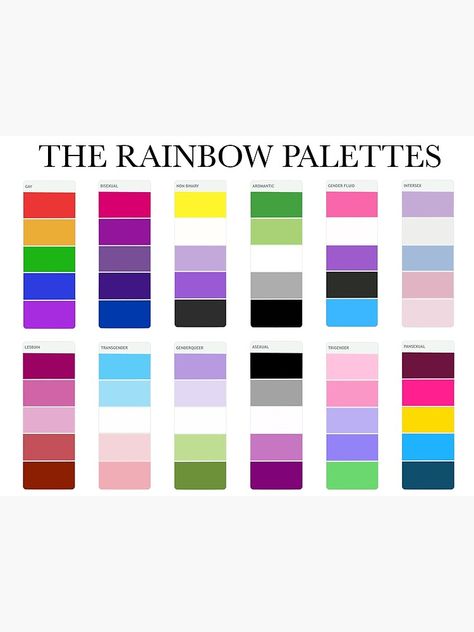 Lesbian Color Palette Aesthetic, Lgbtq Color Palette, Heartstopper Color Palette, Pride Colour Palette, Lgbtq Colors, Pride Color Palette, Lgbtq Crafts, Character Color Palette, Rainbow Color Palette