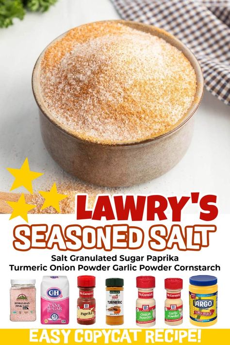 Lawry's Seasoned Salt Recipe, Lawrys Seasoning Salt Recipe, Lawrys Recipes, Seasoned Salt Recipe, Seasoning Salt Recipe, Homemade Seasoning Salt, Homemade Dry Mixes, Spice Blends Recipes, Homemade Pantry