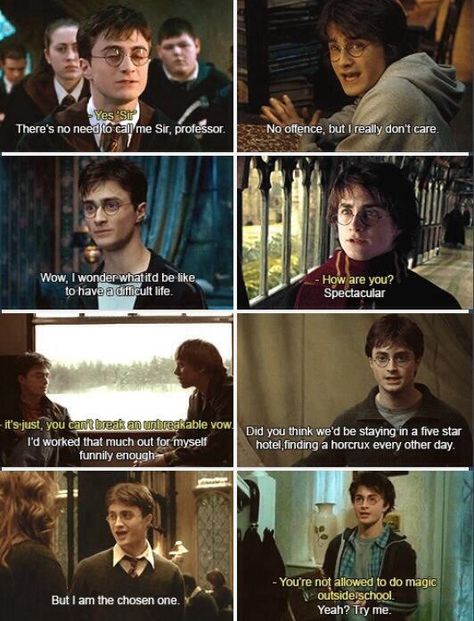 Best Harry Potter lines. Sassy Harry Potter, Classe Harry Potter, Citate Harry Potter, Yer A Wizard Harry, Harry Potter Jokes, Harry Potter Love, Harry Potter Quotes, Harry Potter Obsession, Wizarding World Of Harry Potter