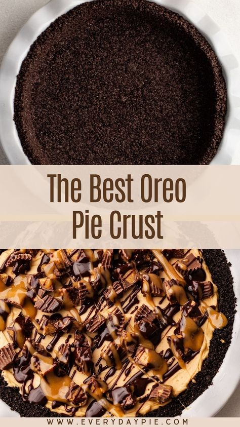 Oreo Graham Cracker Crust, Pies With Cookie Crust, Chocolate Cookie Pie Crust Recipe, How To Make An Oreo Pie Crust, Chocolate Cream Pie Oreo Crust, How To Make Oreo Pie Crust, Pies With Oreo Crust, Oreo Crumb Crust, Chocolate Cookie Crumb Crust