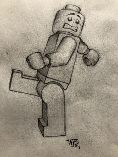 Lego Characters Drawing, Lego Sketch, Lego Man Drawing, School Drawings, Lego Drawing, Video Game Drawings, Easy Graffiti Drawings, Trippy Drawings, Disney Art Drawings