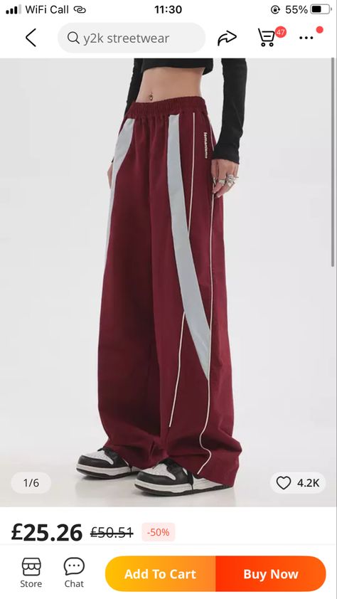 2022 Fall Winter Women Vintage Elastic Waist Wide Leg Straight Cylinder Joggers Trousers Contrast Color Casual Loose Sweatpants Sporty Y2k, Hip Hop Trousers, Girl Sweatpants, 일본 패션, Baggy Sweatpants, Dance Pants, Vintage Preppy, 가을 패션, Mode Inspiration