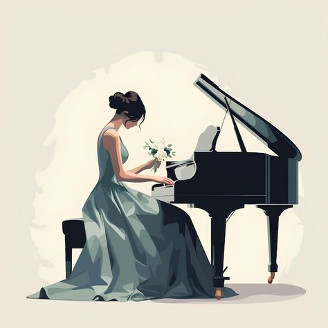 Photo minimalist flat vector style of a ... | Premium Photo #Freepik #photo Playing Piano Illustration, Piano Illustration, Instruments Piano, Minimalist Flat, Playing Piano, Picture Illustration, Girly Art Illustrations, Flat Vector, Woman Drawing