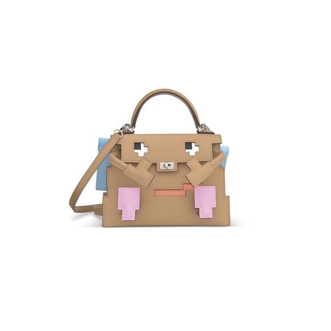 A SET OF TWO: A LIMITED EDTION CHAI, MAUVE SYLVESTRE, TERRE BATTUE & CÉLESTE EPSOM LEATHER KELLYDOLE PICTO WITH PALLADIUM HARDWARE & AN ÉTOUPE TADELAKT LEATHER KELLY DOLL CHARM WITH PALLADIUM HARDWARE, HERMÈS, 2022 &AMP; 2023 | Christie's